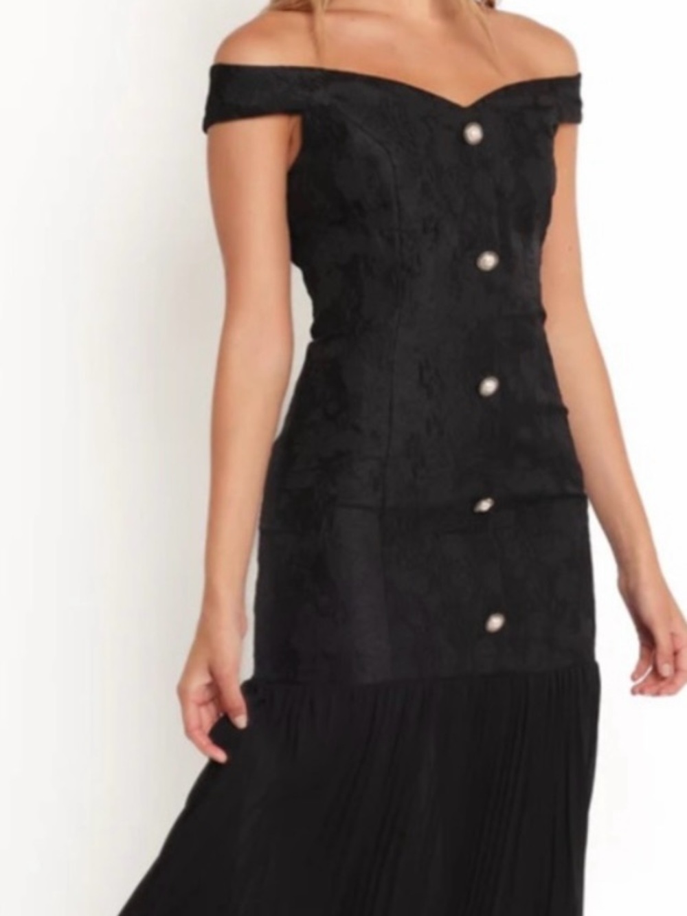 NWT Petal + Pup Evalina Maria black off shoulder midi dress size Medium